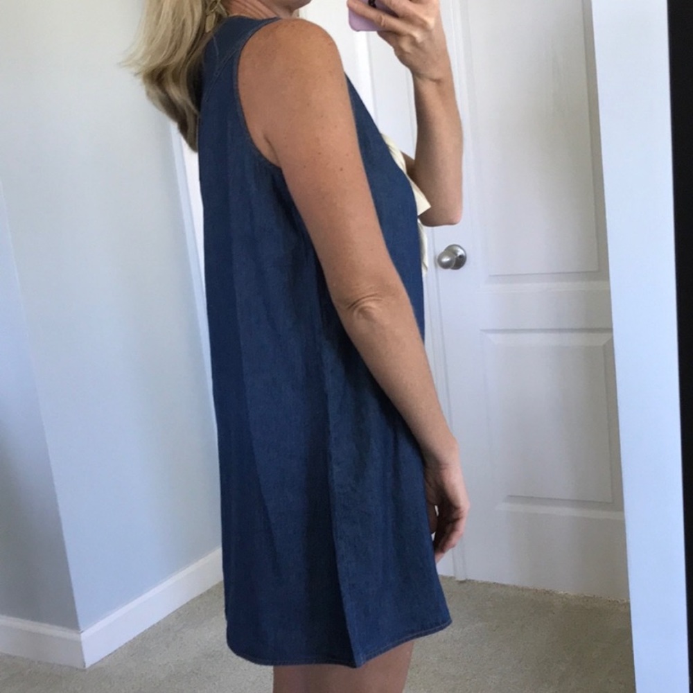 Denim Tie Front Dress - Picture 5 of 8